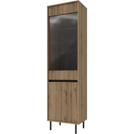 Vitrine Osaka chêne et noir - 55 x 205 x 40 cm (1/2)
