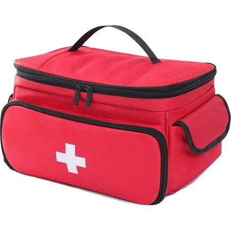 Kit di pronto soccorso, design portatile, materiale resistente, rosso (1/2)