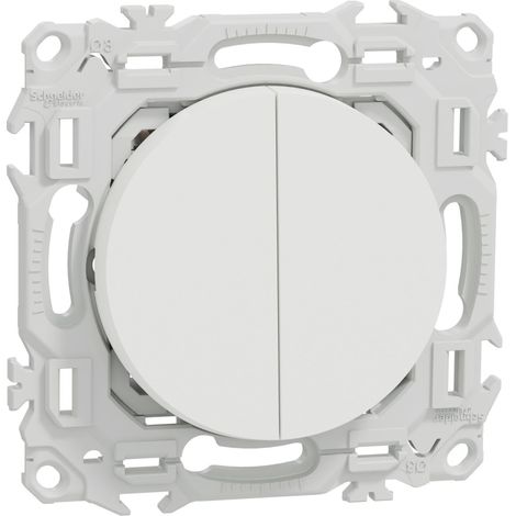 Doppel-Wechselschalter oder Drucktaster Odace 10AX Kreideweiß - SCHNEIDER - S920214 (1/3)