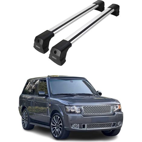 OMAC Dachträger Querträger kompatibel mit Land Rover Range Rover III Vogue L322 2002-2012 – 2 Stangen – Abschließbar – Aluminium Silber (1/5)