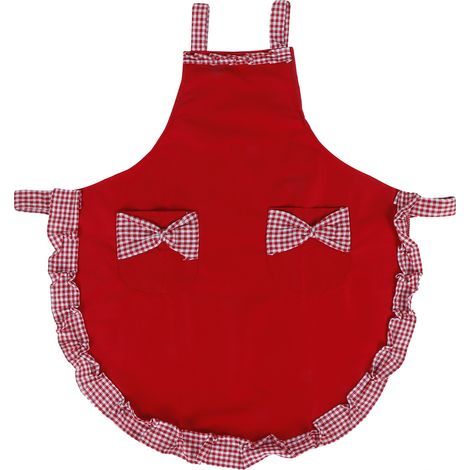 Tablier femme vintage noeud dentelle décoratif avec poche pour cuisine ustensiles de cuisine rouge (1/5)
