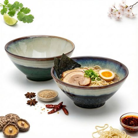 Tiefe Schüssel für Ramen, Nudeln, Suppen, 1-Liter-Essschüssel, 20 cm