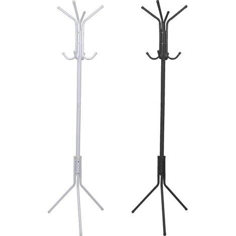 Perchero con pie metálico Minimalista 8 Ganchos Soporte para abrigos y sombreros Blanco