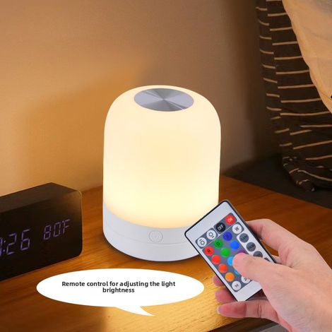 RGB Lampe Kompakt Portabel Wiederaufladbar Schlafzimmer Nachttisch Wohnheim Camping Fernbedienung (1/3)