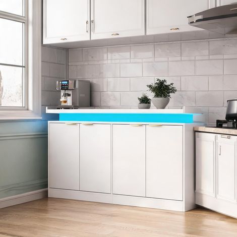 Buffet coloris blanc en MDF 160 x 39 x 83 cm (1/5)
