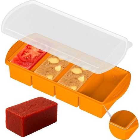 Silikon-Gefrierform mit Deckel, 250ml Portionen für Suppe, Brühe, Soßen (1/5)