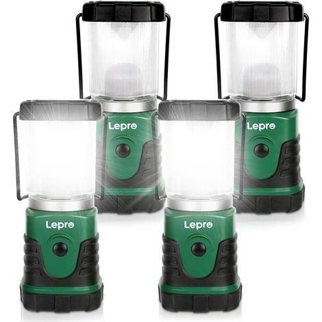 Set of 4 Mini Camping Lamps, Powered by 3 AA Batteries, 4 Lighting Modes, IPX4 Waterproof