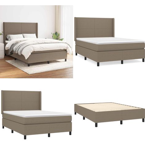 Sommier à lattes de lit avec matelas Taupe 140x190 cm Tissu - Sommier - Matelas à ressorts ensachés