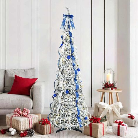 Künstlicher Weihnachtsbaum mit 150 LEDs Weiß 180 cm PVC