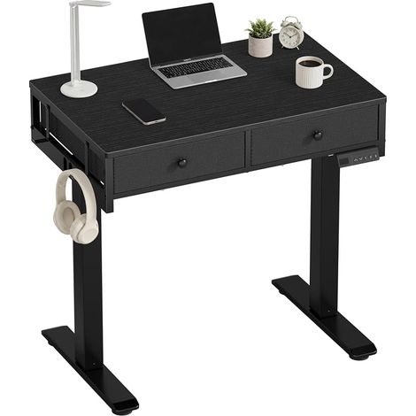 Bureau électrique réglable en hauteur - 80 x 60 cm - Réglable en continu - Fonction mémoire - Noir (1/5)