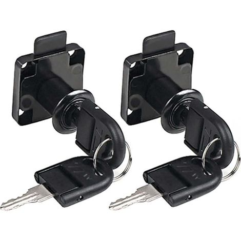 Serrure à came à clé identique, verrou de sécurité pour armoire, tiroir, meuble de rangement, boîte aux lettres, etc. Noir (lot de 2) (1/4)