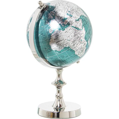 Aluminium Aluminium Globe Nickel Finish, Globus: Ø15cm, Blau 16x15x27cm, Basi (1/3)