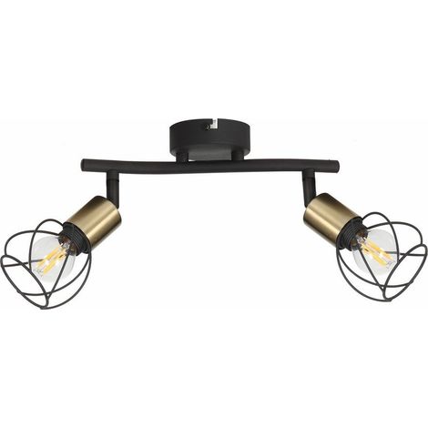 Plafonnier loft noir double orientable 2xE14 Mahavi (1/3)