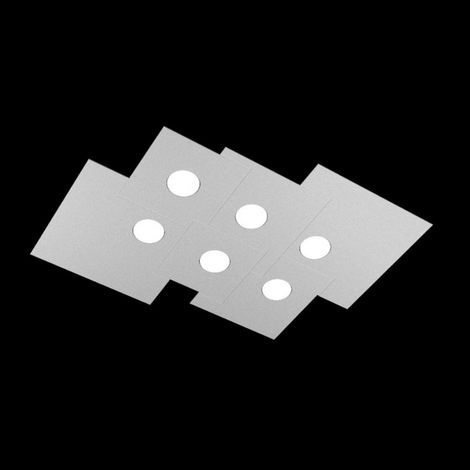 Plafoniera Moderna Rettangolare Plate Metallo Grigio 6 Luci Gx53 (1/5)