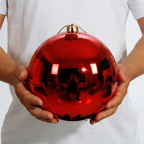 Boule de Noël rouge 15 cm, ornement festif pour centres commerciaux et hôtels, décoration de sapin, suspensions colorées, embellissement d'intérieur, lot de décorations de fête (1/3)