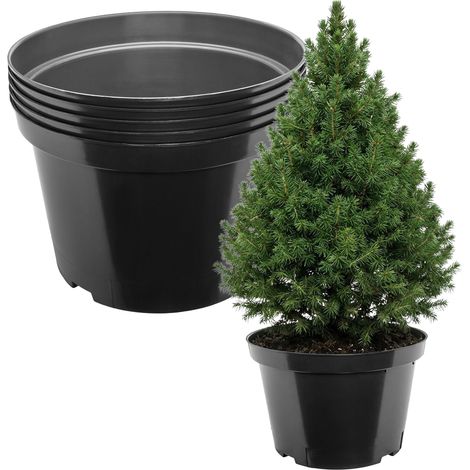 Garronda x5 Pots de Pépinière Ronds en Plastique Ø41 x 27 cm (25L) - Pot Semis Robuste avec Drainage Repiquage Pot de Fleur et Culture pour Serre Horticulture Jardin Intérieur Extérieur GD-0202