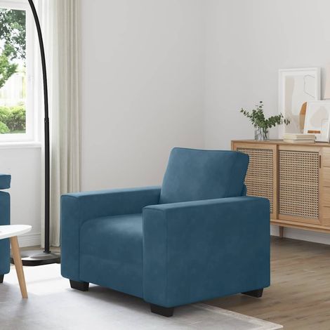 vidaXL Fauteuil canapé bleu 100x77x82 cm velours (1/5)