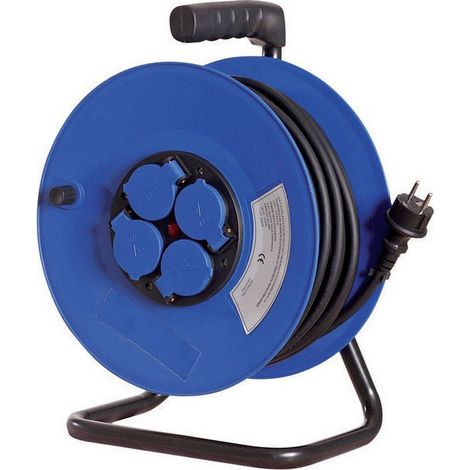 Ceba – Enrouleur électrique 40 m 3G2,5 – 230 V mono – 4 prises caoutchouc 16A – Indice IP44 pour chantiers humides