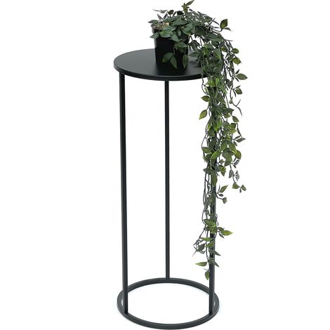DanDiBo Blumenhocker Metall Schwarz Rund 60 cm Blumenständer Beistelltisch 96316 M Blumensäule Modern Pflanzenständer Pflanzenhocker (1/5)
