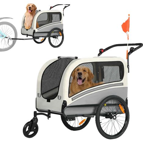 Haustier Fahrradanhänger, wandelbarer Kinderwagen, wasserdichtes Design, DUNKELGRAU (1/2)