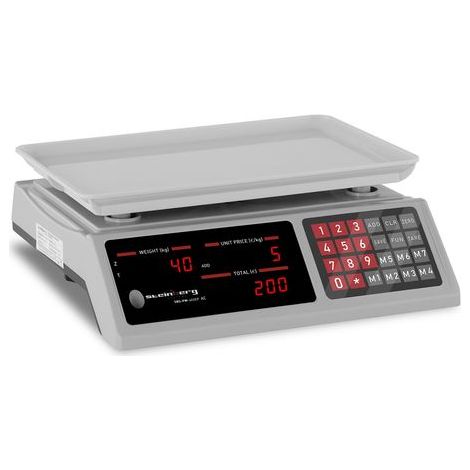 Werkstattwaage zum Zählen von Teilen, 336 x 238 mm, Netzteil + Batterie, 40 kg / 2 g – weiß