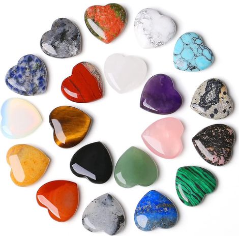 Set aus 20 Liebessteinen aus Rosenquarz und Amethyst, natürliche herzförmige Kristalle zur Heilung. (1/5)