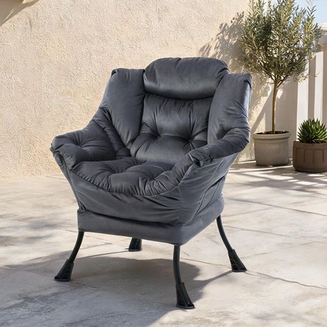 Chaise relaxante Lazy Chair en tissu gris ardoise avec structure (1/5)
