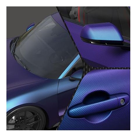 Film Covering Voiture, 3D Covering Carbone en Vinyle 300 x 30cm Bleu-Violet, Fibre de Carbone Adhésif Autocollant pour Voiture, Moto, Vélo, (1/3)
