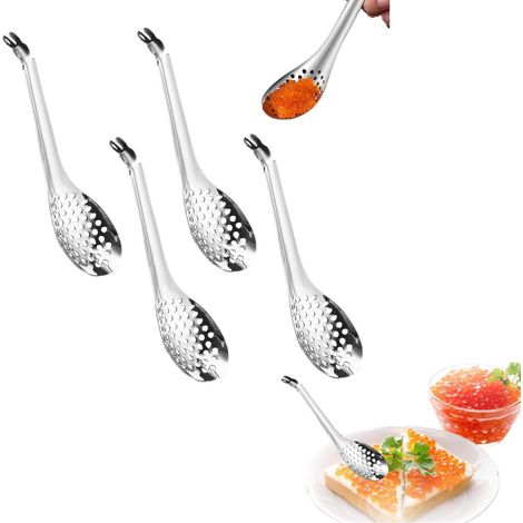 Lot de 4 cuillères à soupe en acier inoxydable 304 - Cuillères de cuisine - Cuillères à soupe - Longueur : 17 cm - Cuillères à caviar - Idéales pour séparer le caviar, les blancs et les jaunes d'œufs (1/5)