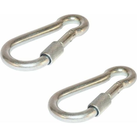 2x mousqueton verrouillable diamètre 8mm x longueur 80mm avec écrou de verrouillage Chaîne Attache Corde Sangle (1/2)