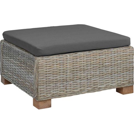 Footrest with Cushion GENDT Natural Rattan Kubu Grey vidaXL (1/5)