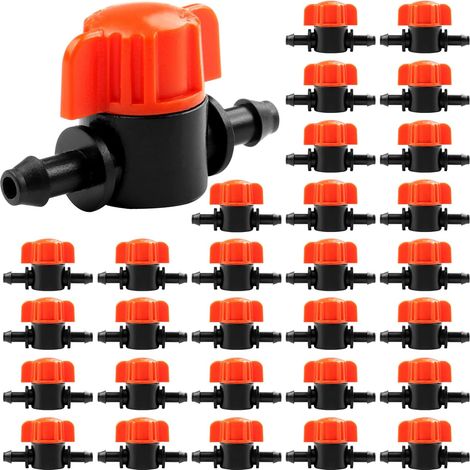 Lot de 30 accessoires de tuyauterie pour irrigation goutte à goutte avec vanne à crochet de 1/4 pouce (1/5)