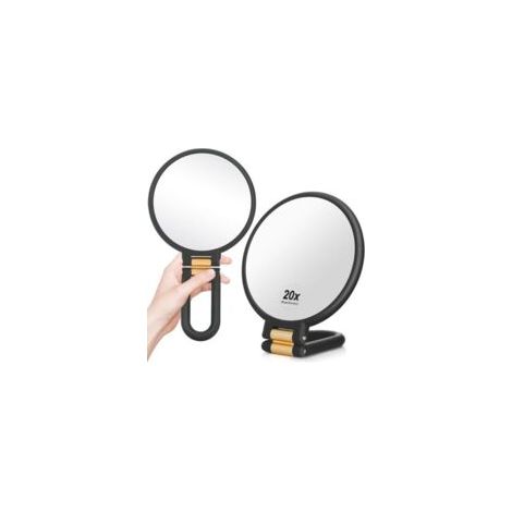 Specchio da viaggio con ingrandimento 20x, specchio per il trucco a doppia faccia con manici pieghevoli, specchio portatile per il trucco da donna - Crezuo