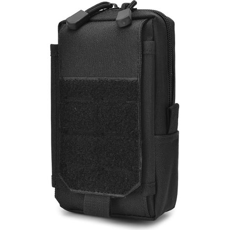 - Sac EDC tactique - Pochette Molle multifonctionnelle - Organisateur de gadgets - Noir - Support pour téléphone portable - Convient pour la randonnée, le vélo, etc. (1/5)