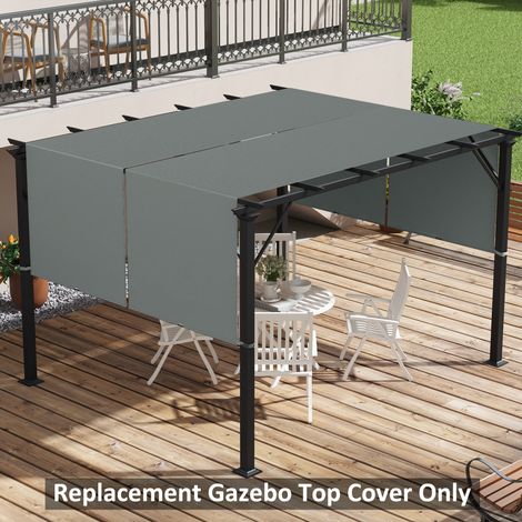 Lot de 2 toiles de rechange pergola rétractable 4.9 1.2 x m pour pergola de 3 x 3 m polyester protection UV gris foncé