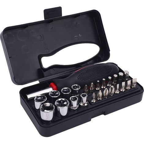 Kit de tournevis 25 en 1 en acier carbone avec embouts multiples et douilles, mallette pour bricolage et réparation (1/5)