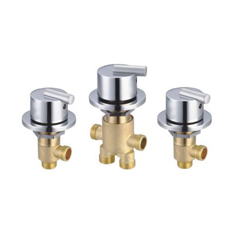 SY-1027 Juego de grifo de bañera dividido totalmente de cobre para grifo de ducha con interruptor de agua fría y caliente, cinco cilindros, 3 piezas en el juego (1/4)