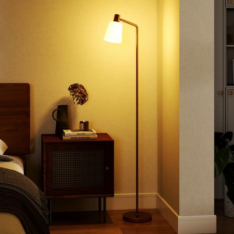Blanc Or - Lampadaire LED dimmable doté de 3 températures de couleur 3000K-6500K abat-jour rotatif Ampoule E27 et