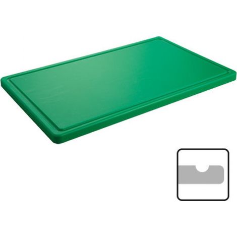 Planche découper coins ronds avec rainure vert 50x30cm - Caterchef