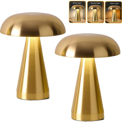 Set di 2 lampade da tavolo a LED wireless, lampade da comodino sensibili al tocco con luminosità regolabile, lampade da scrivania ricaricabili, 3 temperature di colore regolabili