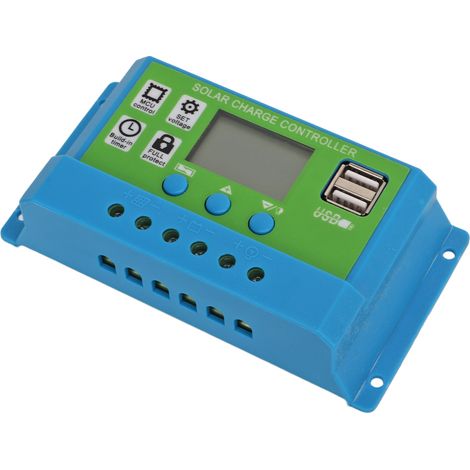 Solarladeregler mit digitaler Parameteranzeige, einstellbar, kompatibel mit 12-V- und 24-V-Solarmodulen, adaptiv, 10 A (1/5)