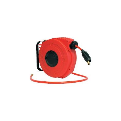 Enrouleur tuyau à air comprimé Mecafer - Dimensions 8 x 13, longueur 9 mètres, insert rapide et coupleur inclus - 126023