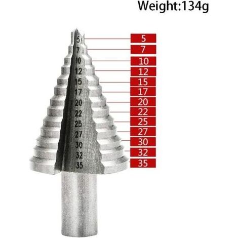 Metal Foret Conique Foret étagé 5mm-35mm,Triangle Conique Titane avec Revêtement Titane,pour Visseuse Percage sur Acier, Laiton, Bois, Plastique (1/5)