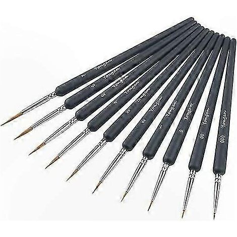 Set mit 10 Aquarellpinseln – Verschiedene Größen für präzise Details und den letzten Schliff (Schwarz) (1/5)