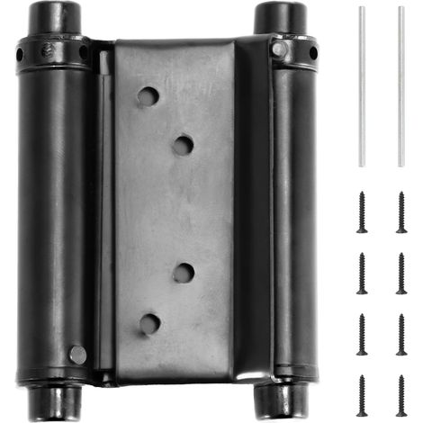 Lot de 4 Charnières à Double Action de 3 Pouces, Charnières à Ressort pour Porte Battante de Saloon, Café, Bar et Portes Va-et-Vient, Fermeture Automatique à Double Sens, Tension Réglable, Acier Inoxy (1/5)