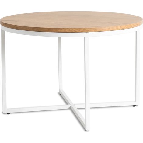 Tavolino da caffè a forma di manubrio, 70 cm, rovere dorato/bianco, stile scandinavo (1/5)