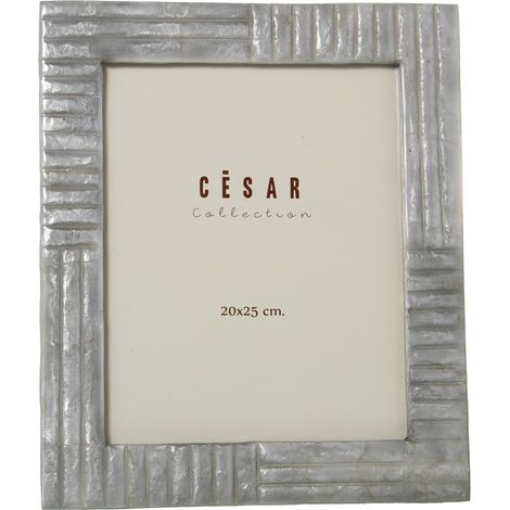 Cadre Photo Nacre 20X25 Cm Lignes Grises Ext:27X32X1 Cm (1/2)