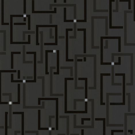 Papier peint intissé moderne pour cuisine | Papier peint moderne motif graphique | Tapisserie géométrique noire idéal pour salon - 10,05 x 0,53 m (1/4)