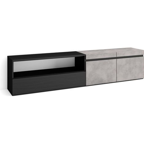 Skraut Home - Mobile TV Soggiorno, Ampio spazio a disposizione, 200x45x35cm, Per TV fino a 80", Mobile Soggiorno, Stile moderno, Grigio Cemento (1/5)