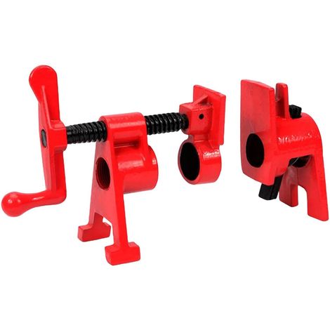 Serre Joint Tube Travail Bois pour Tube 3/4, Ensemble Pince Bois Bricolage, Colliers Serrage Fer, Collier Serrage Rapide pour Établi Travail, Étau Vis, Serre-Joint Dormant de Menuisier(Rouge) (1/5)